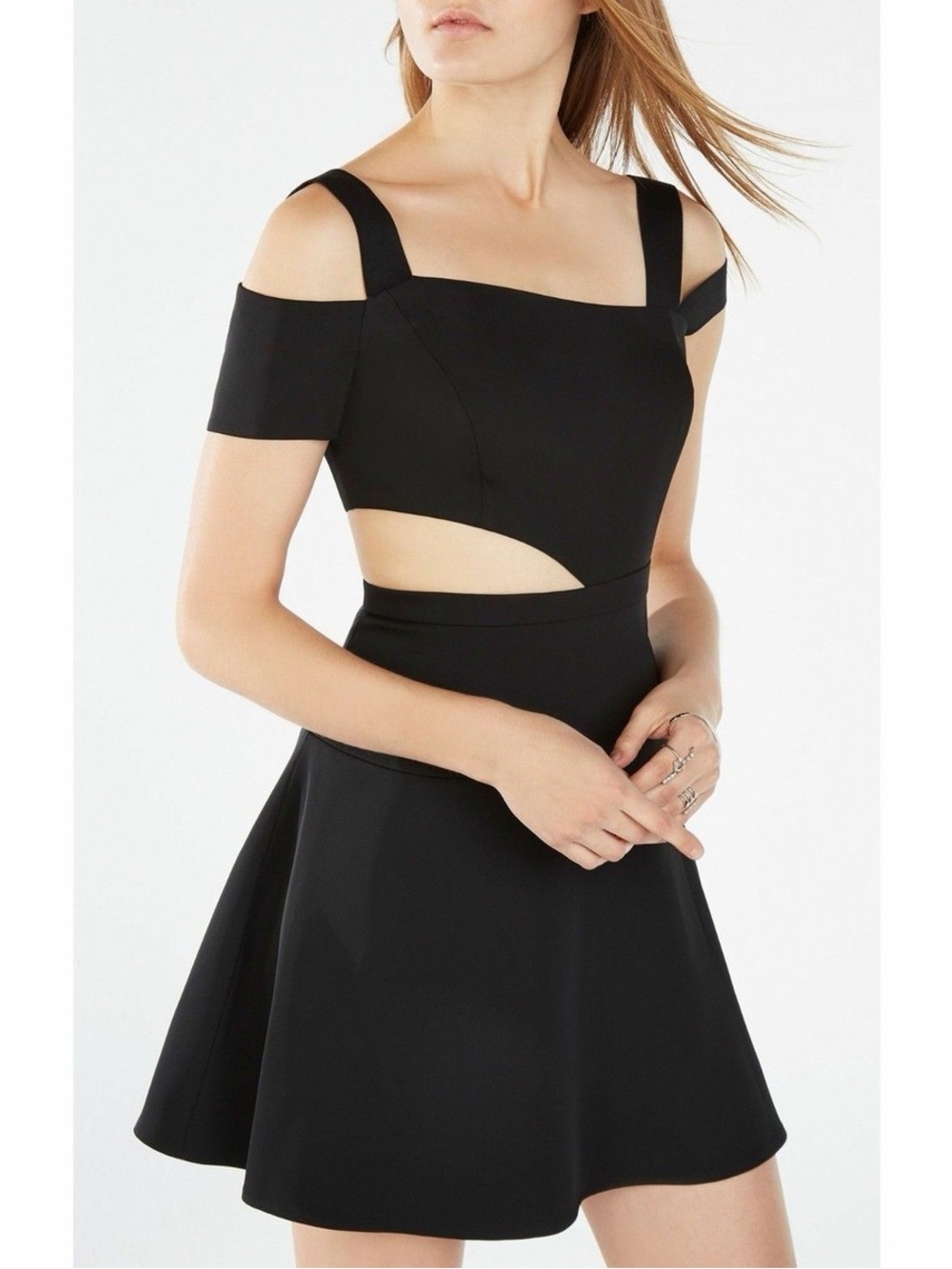 BCBGMaxAzria Black Asymmetrical Cutout Dress